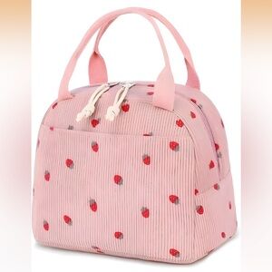 Sweet Strawberry Corduroy Lunch Bag